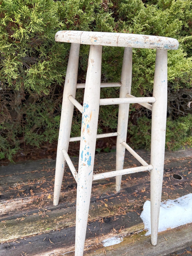 Vintage Wooden Chippy Stool Wood Plant Stand Farmhouse Style - Etsy