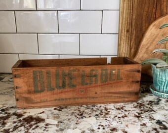 Large Vintage Wooden Cheese Box 5 LB Blue Label Cheese Box