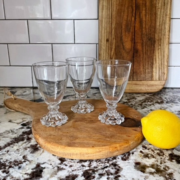 Candlewick Glassware Vintage Cordial Glass Barware Set of 3 Glasses