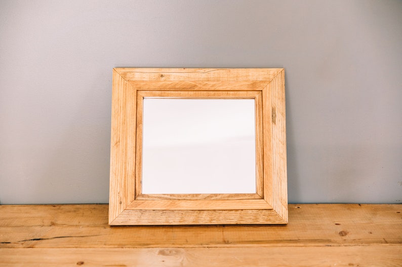 Small Square Wall Mirror Pallet Wood Frame Repurposed Rustic Vanity Entryway