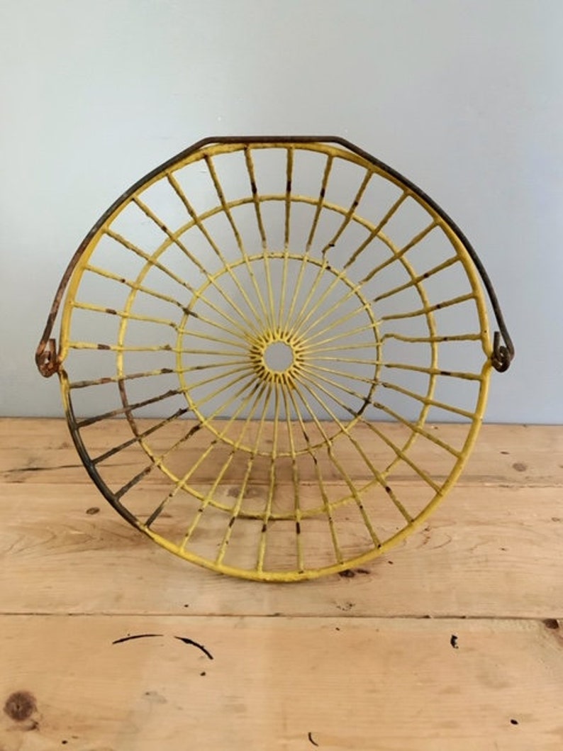 Vintage Egg Basket Large Metal Farm Basket Industrial Etsy