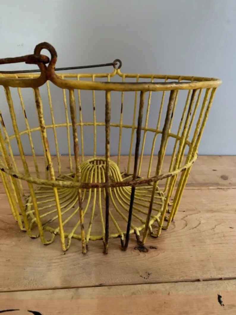 Vintage Egg Basket Large Metal Farm Basket Industrial Etsy