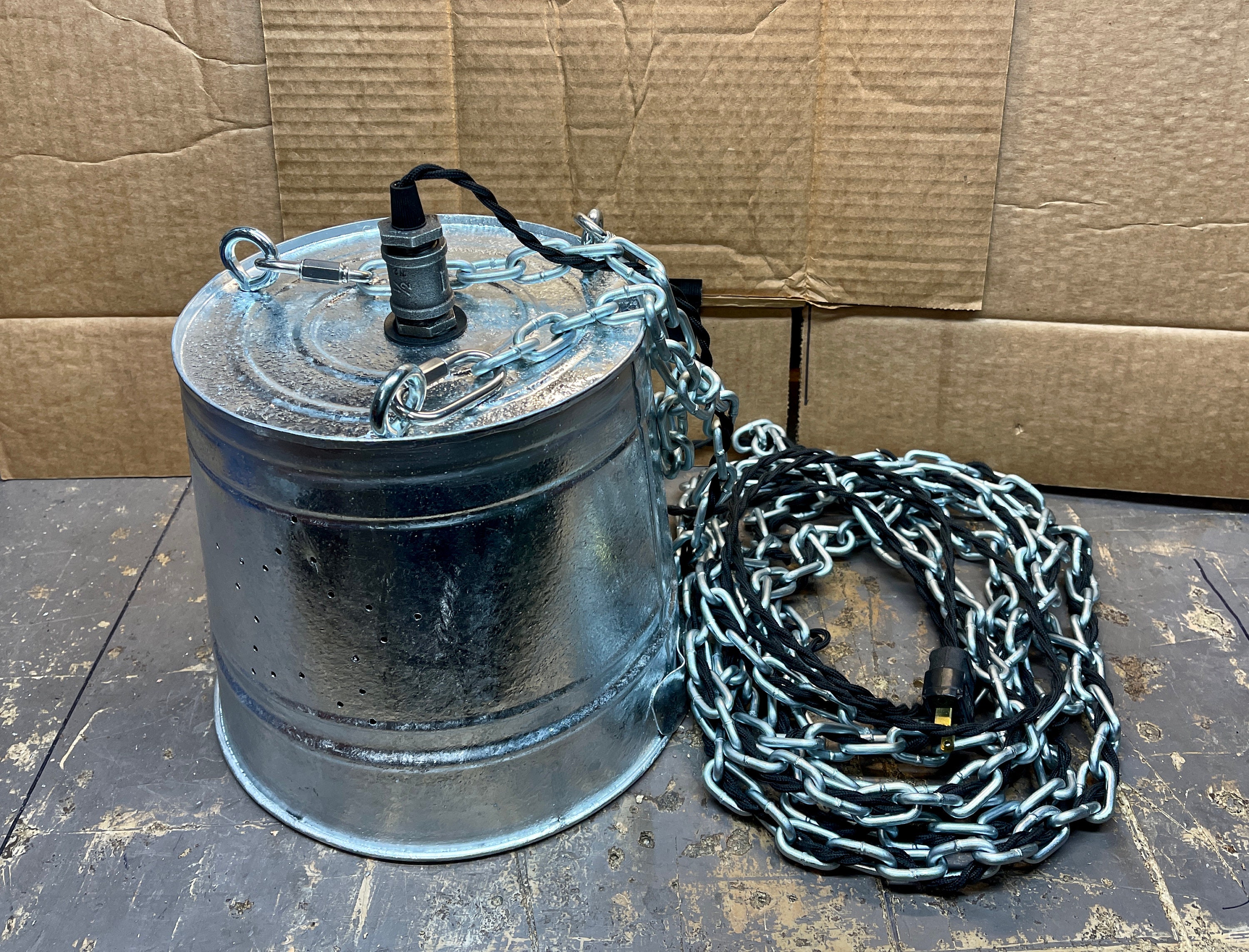 Galvanized Bucket Hanging Lamp Etsy