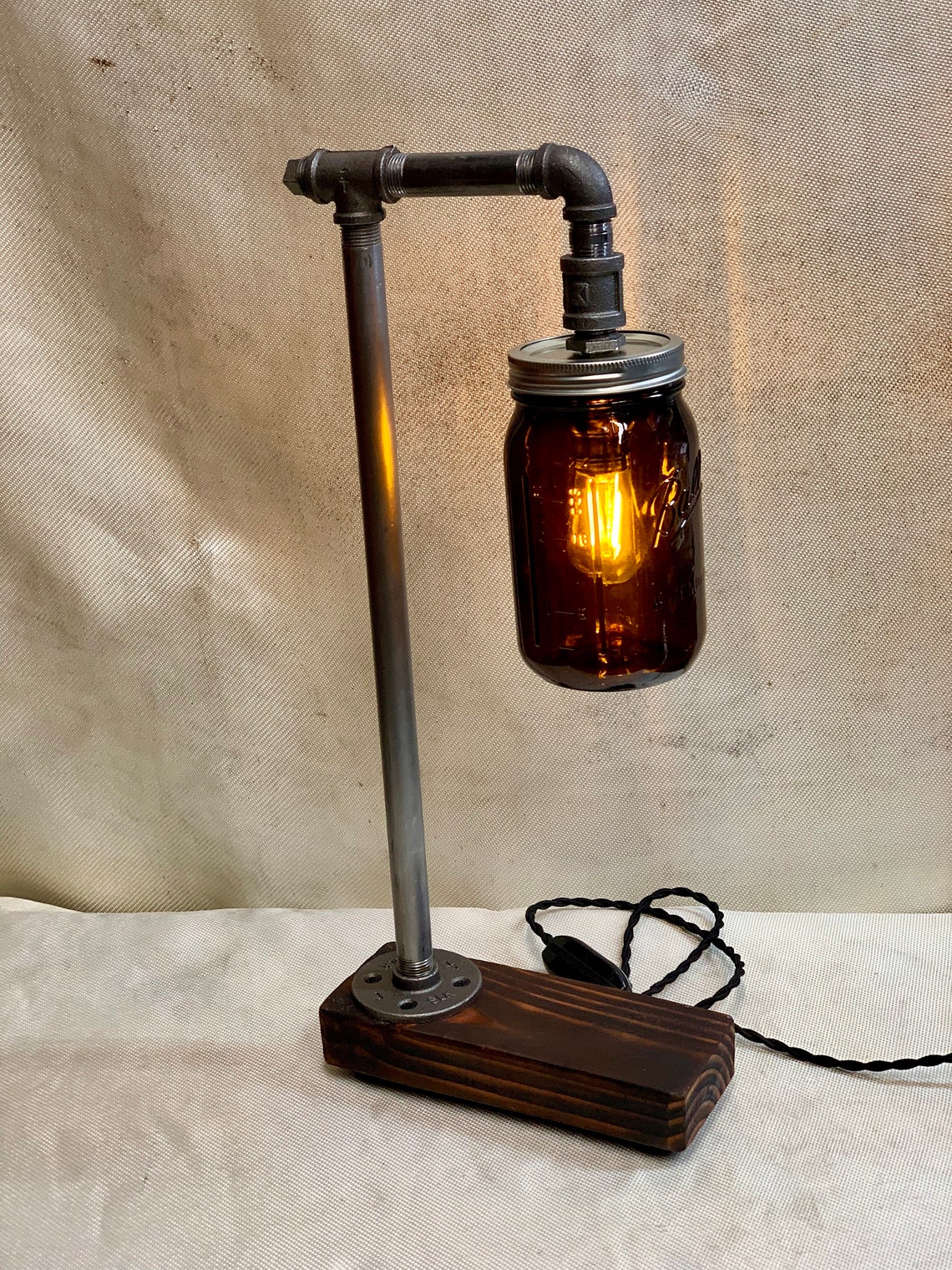 Pipe Lamp with Mason Jar Etsy