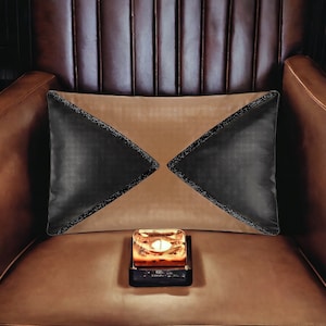 Black and brown faux leathergeometrical design decorative  pillow cover,home decor,cushion,throw pillow,gifts for her