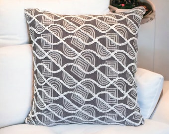 Grau und Weiß gemusterte dekorative Kissenbezug-Kissen-Kissenbezug-Wohnzimmer-Schlafzimmer-Geschenke für sie-Wohnkultur, Stickerei