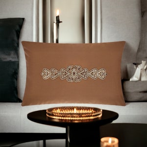 Brown  decorative pillow cover with crystal stone details,Cushion,Throw pillow,gifts for her,home decor