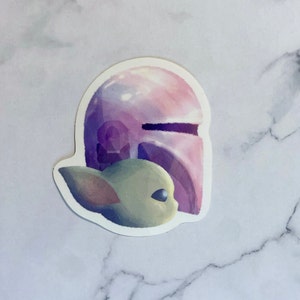 Mandalorian and The Child | StarWars Die Cut Sticker | Holographic and Weatherproof Vinyl