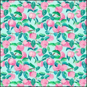 Preppy Apples - Fall Autumn - Pink Blue Green - Colorful Fabric By the Yard - Cotton