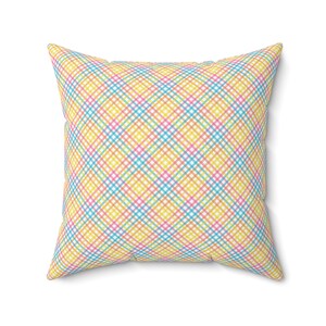 Rainbow Gingham Plaid Spring Summer Preppy Pattern Square Pillow - Indoor Pillow - Living Room - Bedroom - Decor - Gift