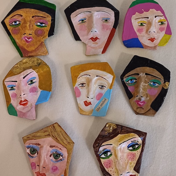 Papier Mache Hand Painted Fashion Pin/Brooches, 8 in stock: scroll through to see designs