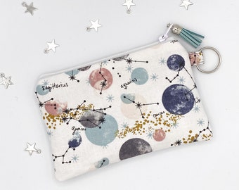 Pouch Constellation Coin Purse Night Sky Coin Purse Mini Wallet Great Gift! Neck Wallet Optional Lanyard Change Purse Gold Stars