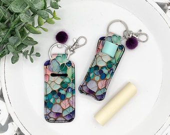 Floral Chapstick Holder Keychain, Lip Balm Accessory