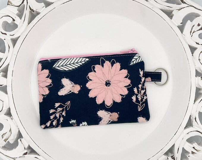 Floral Keychain Wallet Wristlet Wallet Keychain Wristlet Etsy