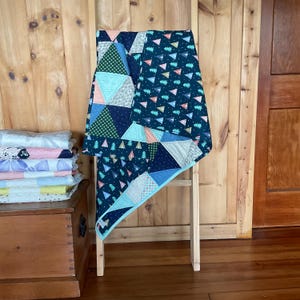 Wilderness Baby Quilt, Triangle Pine Tree Design, Nursery Decor