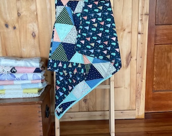 Wilderness Baby Quilt, Triangle Pine Tree Design, Nursery Decor