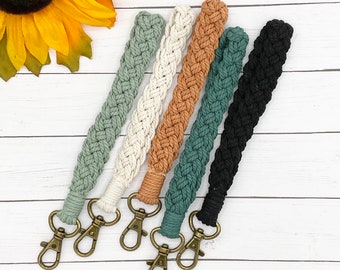 Macrame Keychain Wristlet, Braided Keychain Strap, Boho Wrist Lanyard, New Driver, Gift for Her, Sweet Sixteen, Teacher Gift, New Car