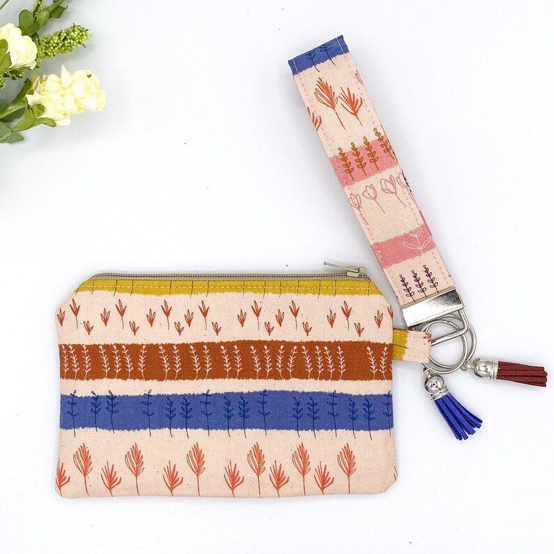 Boho Keychain Wallet Floral Wristlet Wallet Keychain Etsy