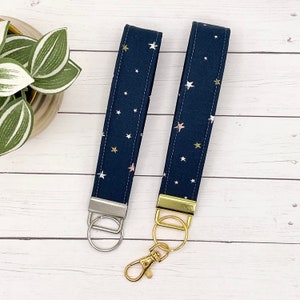 Stars Keychain Wristlet | Cute Keychain Strap | Wrist Lanyard | Night Sky | Celestial | Outer Space | Fabric Keychain | Key Strap