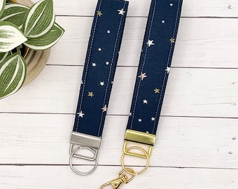 Stars Keychain Wristlet | Cotton Fabric Key Fob Lanyard