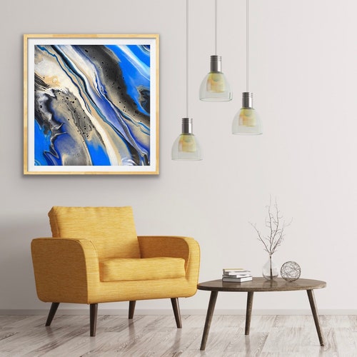 Original Acrylic Fluid Pour on 24x24 inch stretched canvas **Free shops shipping**