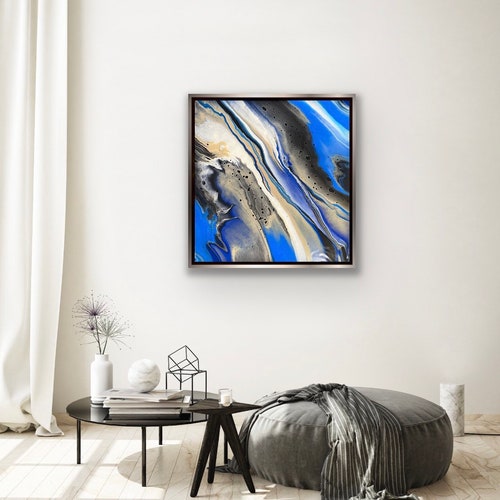 Original Acrylic Fluid Pour on 24x24 inch stretched canvas **Free shops shipping**