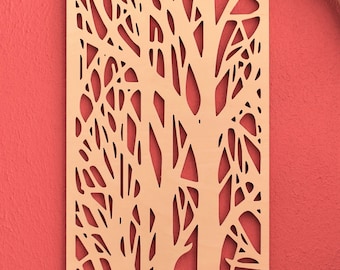 3D picture trees in winter wooden picture panel