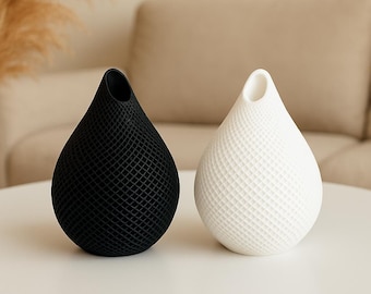 3D printed vase “Drop” – Black & White – 15 cm / 20 cm