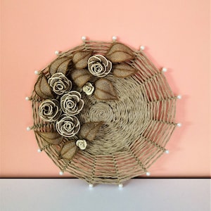 Round Pano with Roses from Jute Home Decor Wall Decor Gift