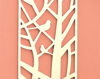 Picture made of wood tree with birds decoration panels home decor wall decor