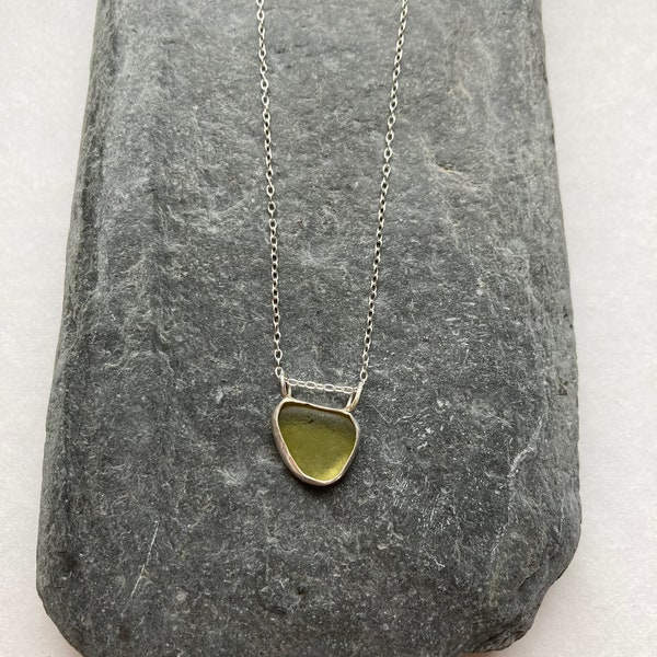 Green/Yellow Sea glass necklace, green sea glass necklace, Yellow Sea glass necklace, unusual sea glass, sea glass jewellery, sea glass