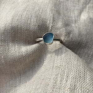 Blue sea glass ring, sea glass ring, blue sea glass