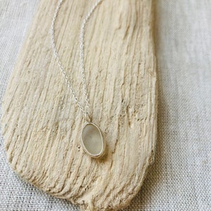 Clear sea glass necklace, silver sea glass necklace, silver necklace, sea glass necklace , sea glass jewellery