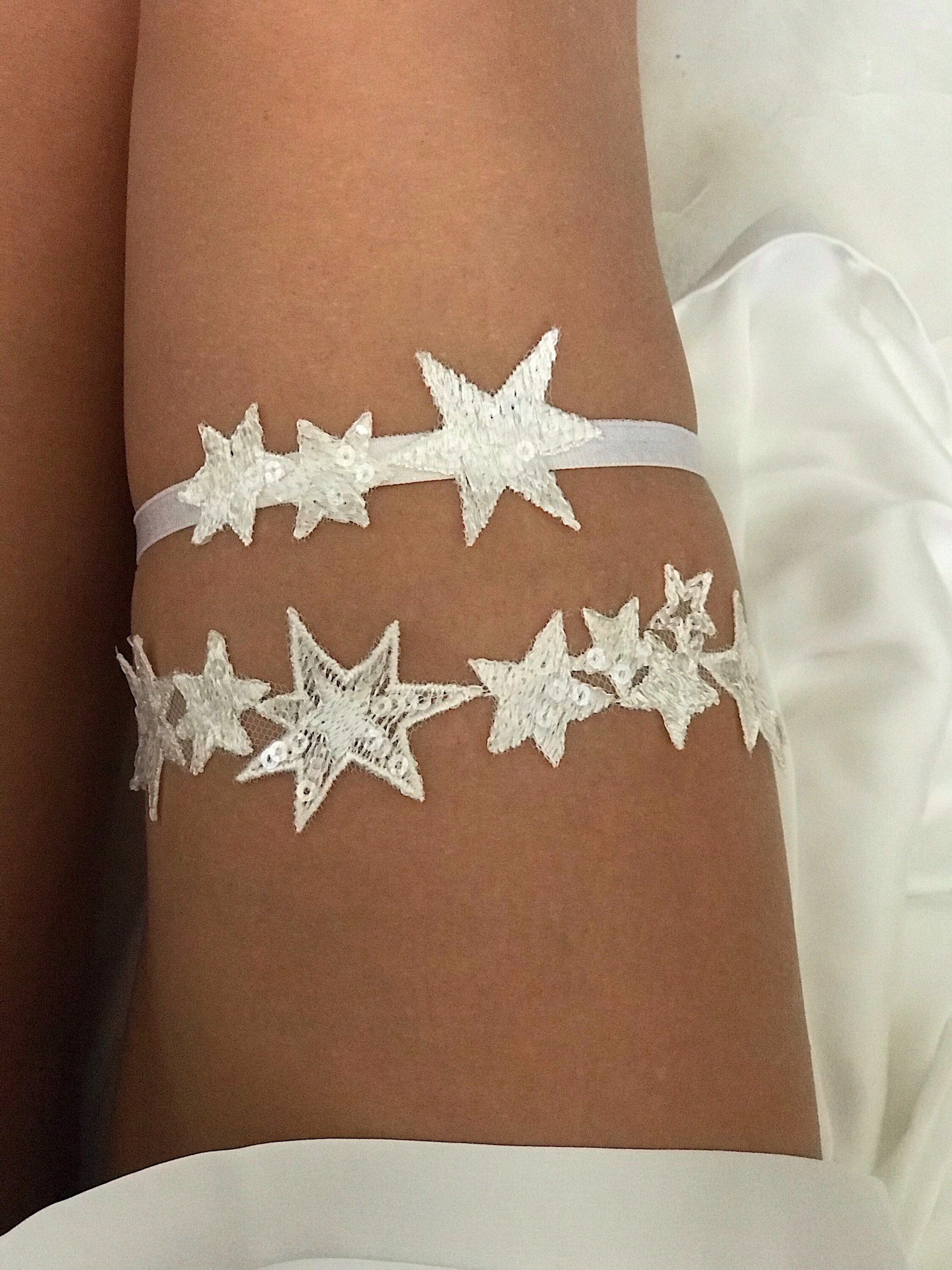Star Garter Set / Wedding Garter Belt / White Garter for Beach Etsy
