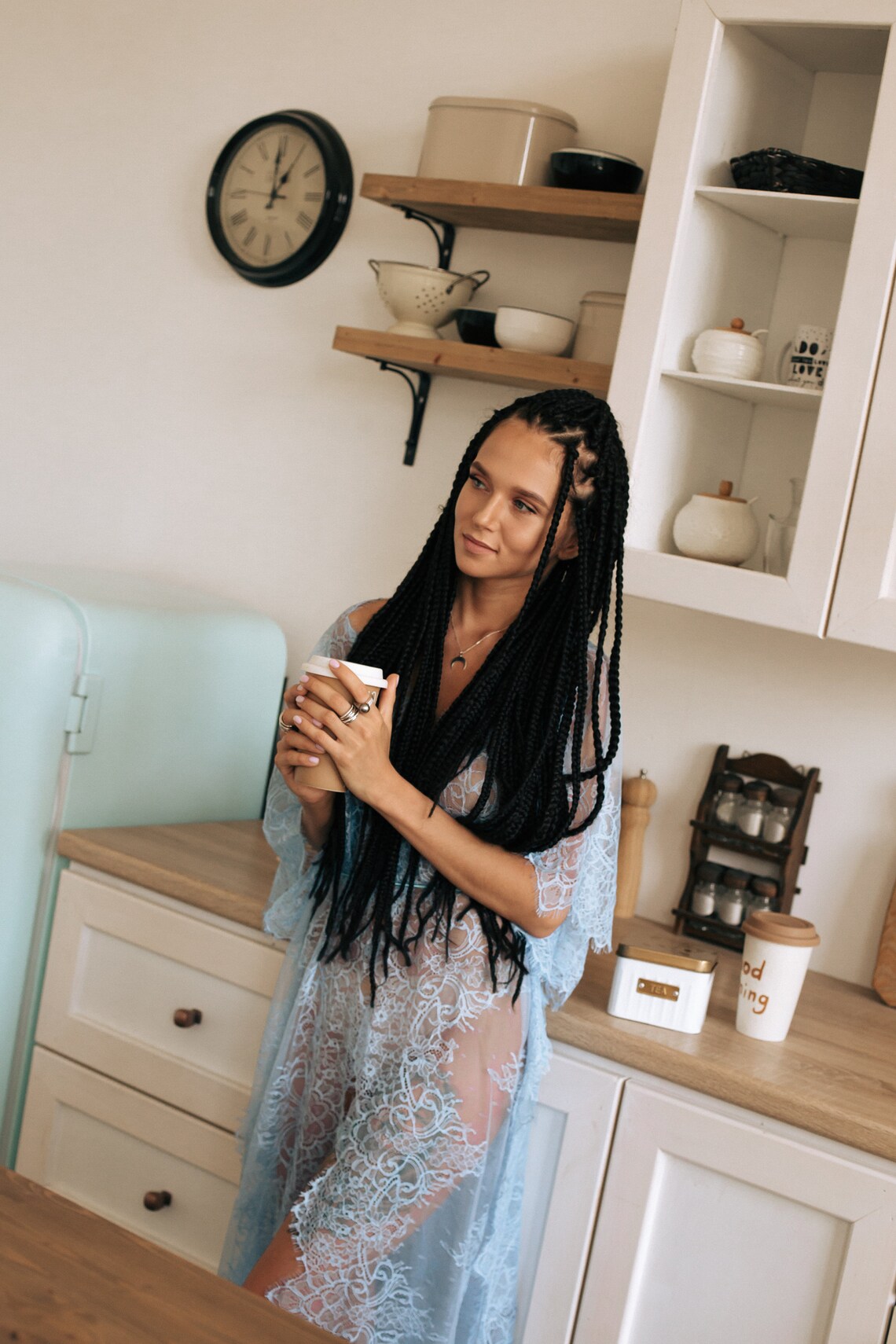 Blue lace boudoir robe / Long beach simple dress / Long bridal Etsy