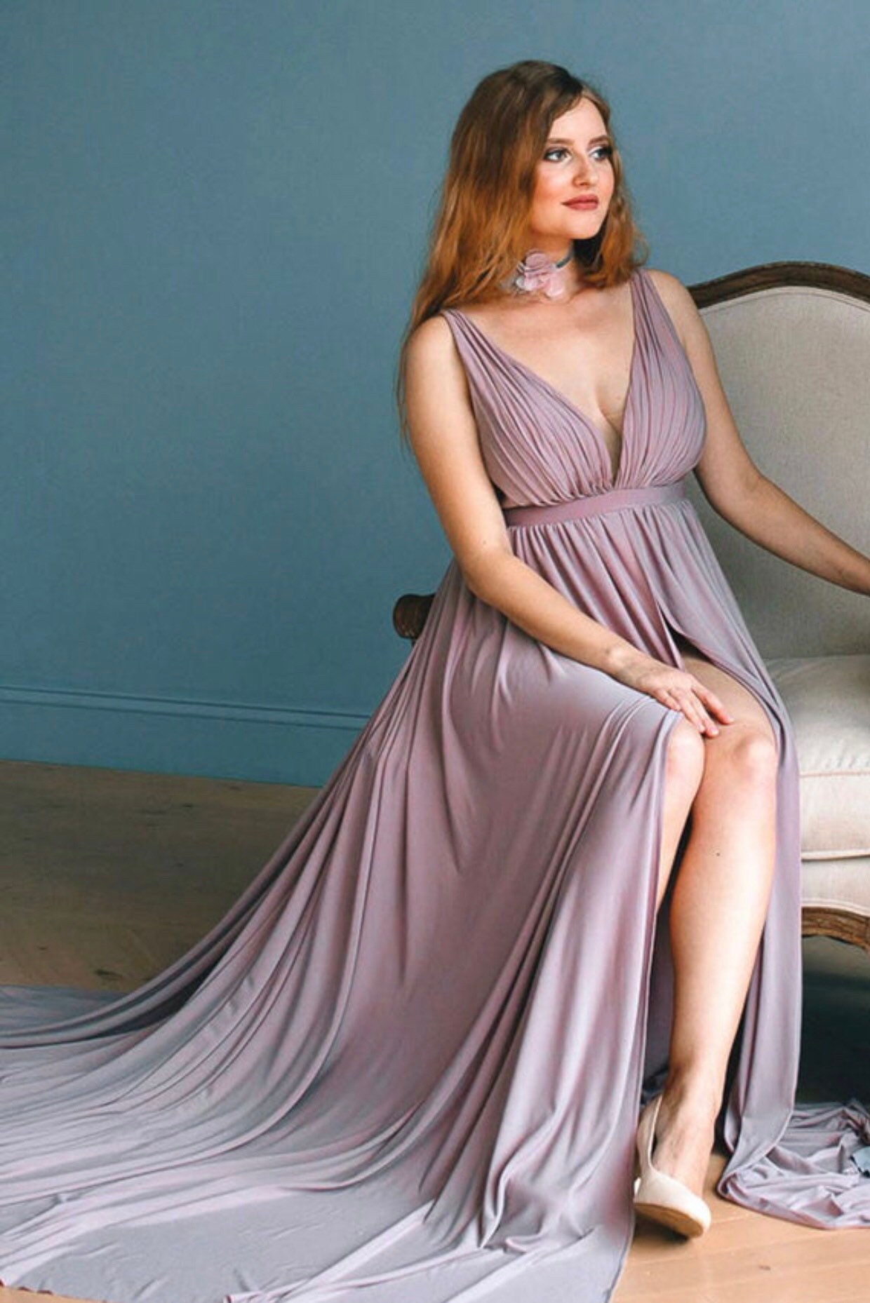 Maternity boudoir dress / Maxi gown for pregnancy photo Etsy