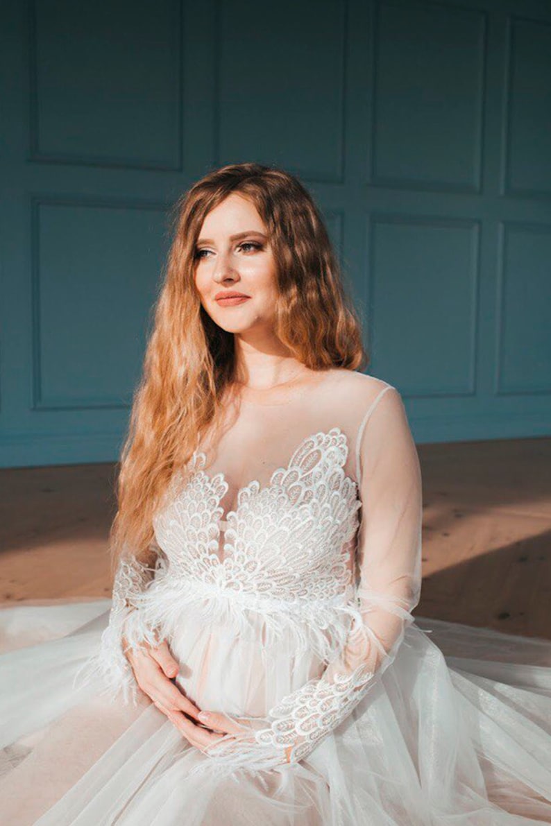 Maternity boudoir gown / Long dress for pregnancy photo Etsy