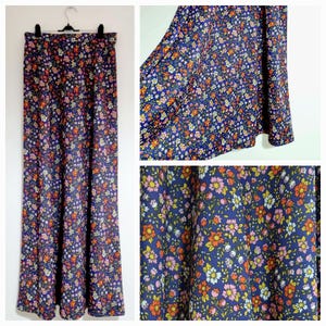 Vintage Floral Skirt (UK1012) in Blue with Bright Flowers