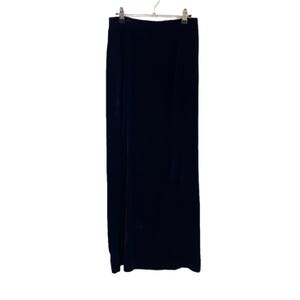 Vintage Navy Blue Velvet Straight Handmade Maxi Skirt Elegance