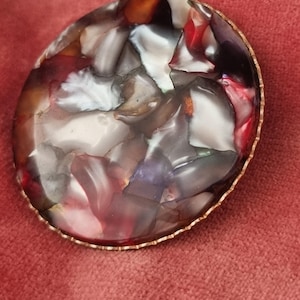 Vintage Brooch Lucite Marbled 50s Round Statement Multicoloured