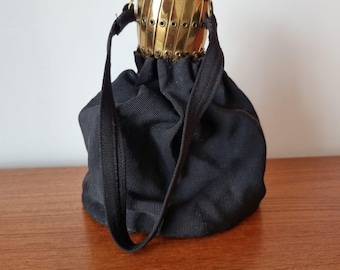 Antique Handmade Expandable Gate Top Vintage Bag Black Lined