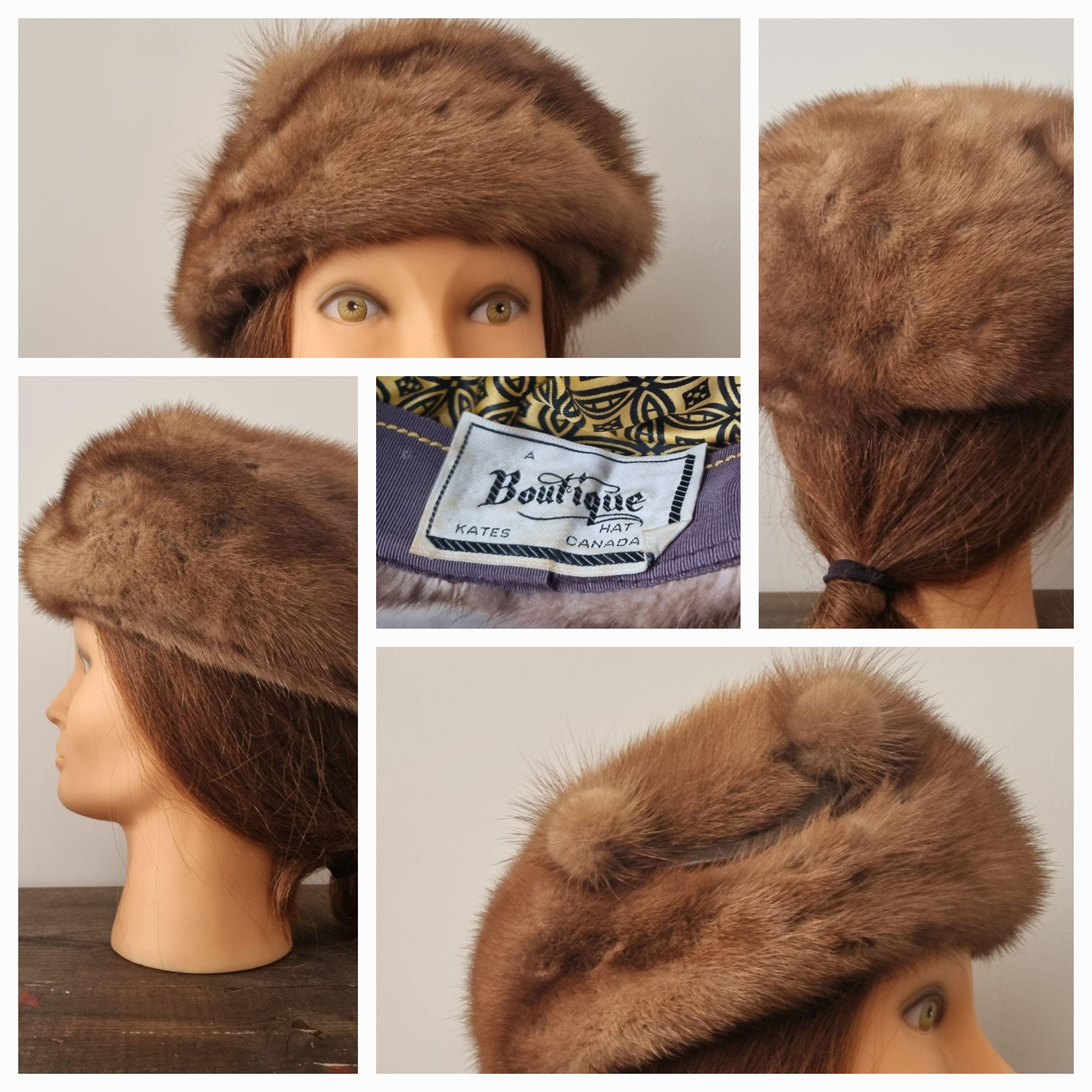 Vintage Kates Boutique Real Brown Fur Hat Made in Ireland  display picture 2
