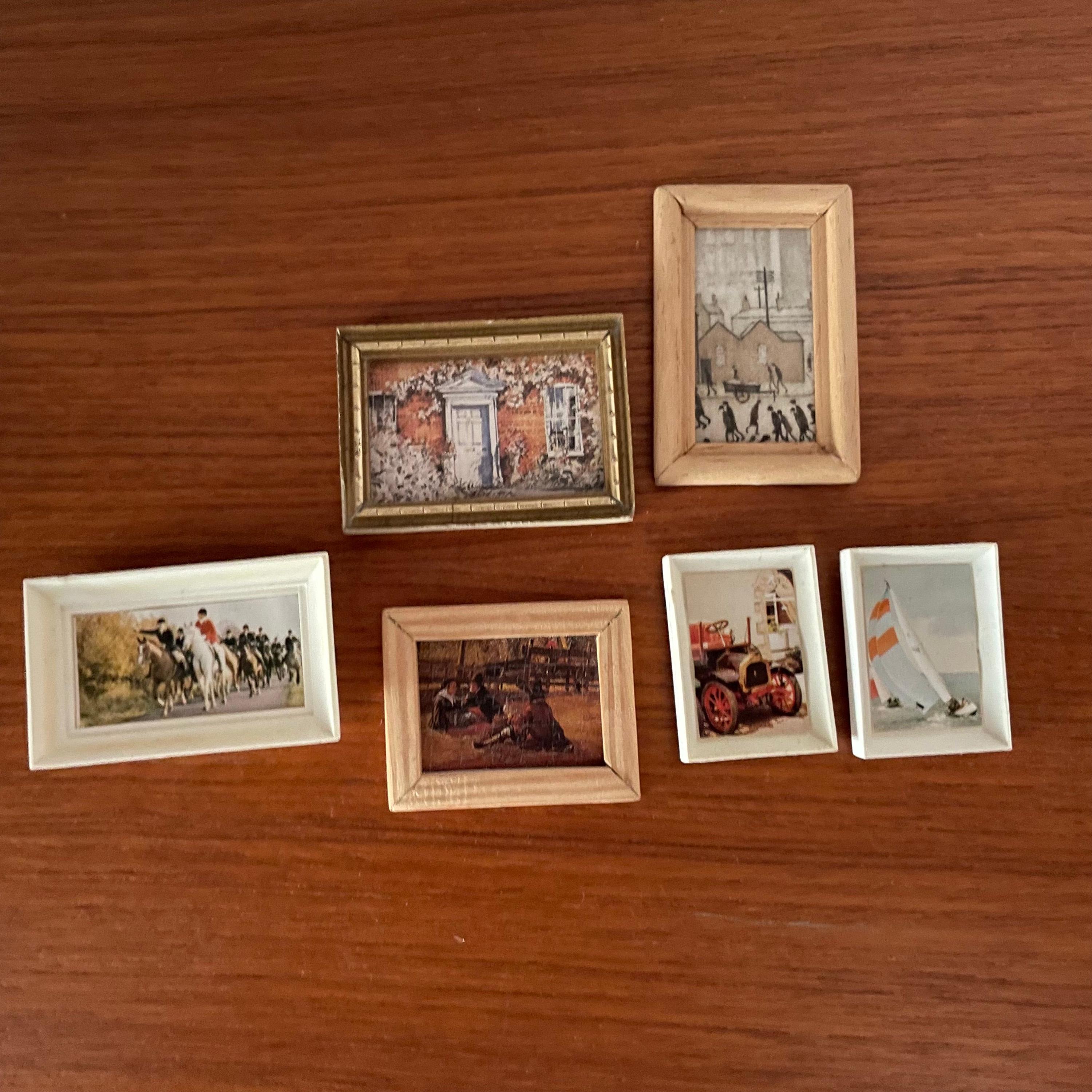 Dolls House Furniture Artwork Set of Six Vintage Framed Pieces