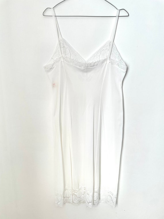 Vintage Hefferich White Midi Lace Bust Slip Dress… - image 2