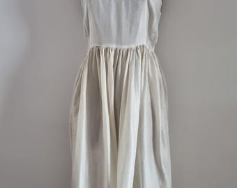 Handmade 1950s White Simple Vintage Slip Dress UK10 Lingerie Chemise