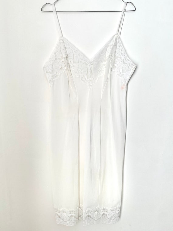 Vintage Hefferich White Midi Lace Bust Slip Dress… - image 1