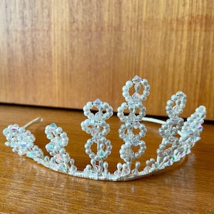 Vintage Pearlised and Beaded White Wedding Wire Tiara