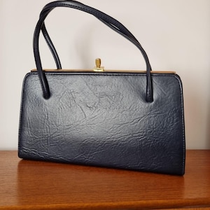 Bolso de mano azul marino Maclaren of Norwich con forro llamativo vintage