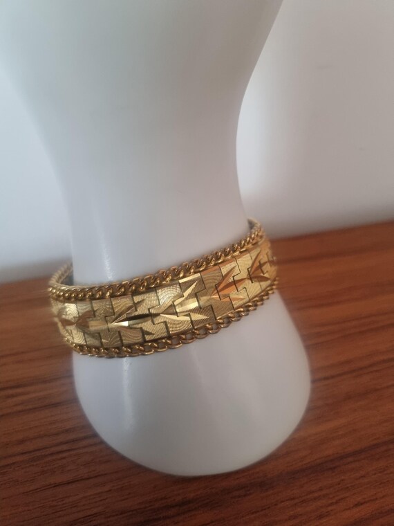 Vintage Bracelet Gold Plated 18k 70s MTL Stamped Articulated