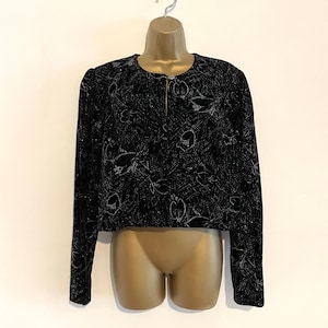 Jacket Vintage Masai Black Sparkly Floral Evening Blazer